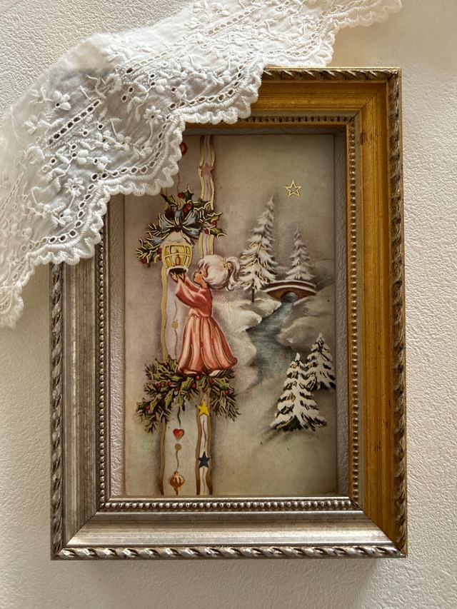 フランス Vintageカード Bonne fete パンジーと馬蹄 見開きタイプ フランス 額装 インテリア 撮影小物