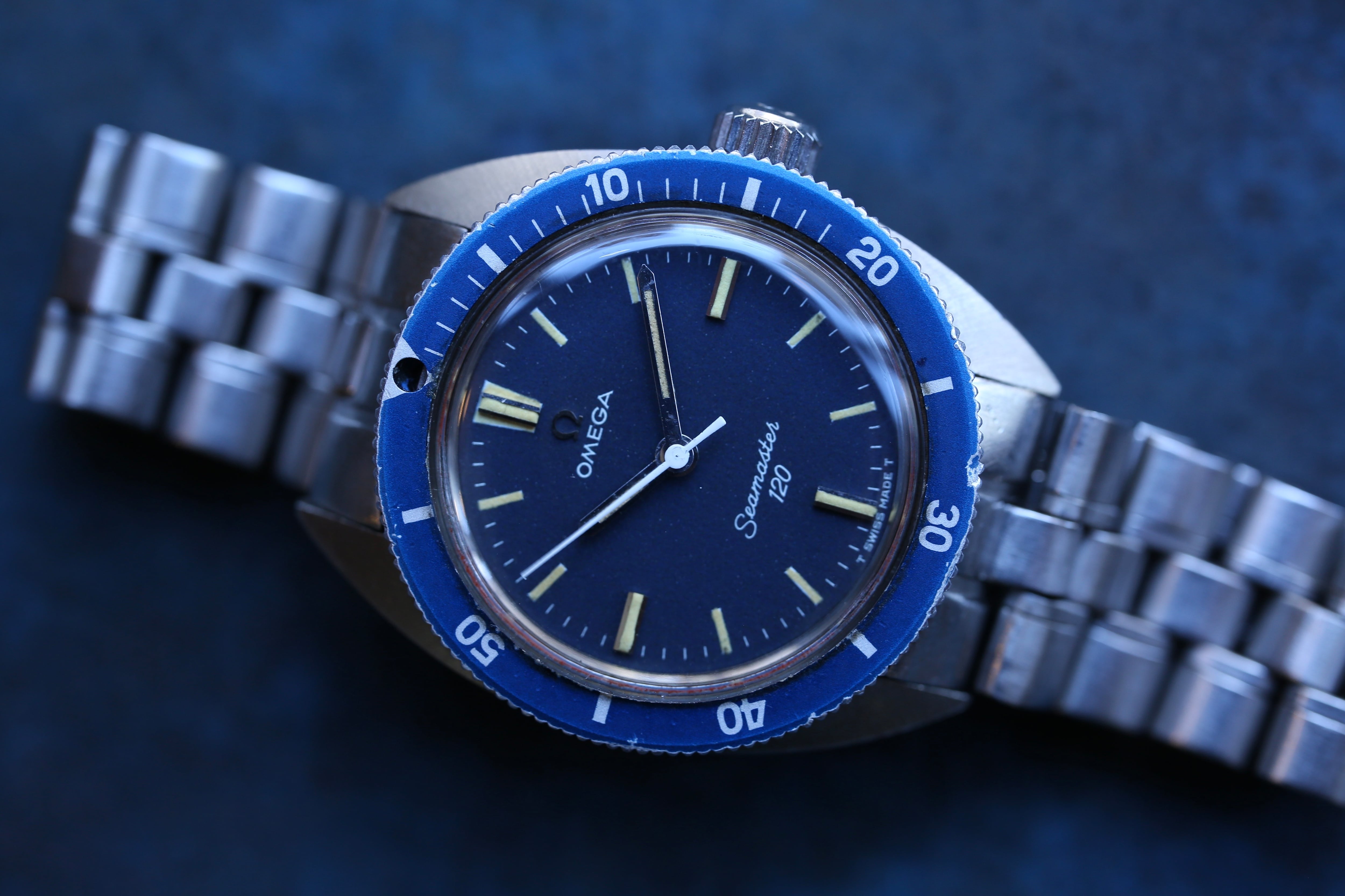 OMEGA】1969 シーマスター120 ボーイズサイズ ”ブルー” 手巻き 3連純正