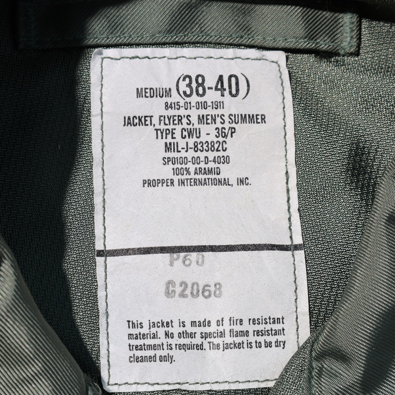 極美品 M 00年 PROPPER CWU-36/P 米軍実物 フライトジャケット