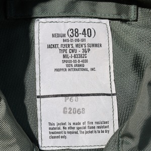 極美品 M 00年 PROPPER CWU-36/P 米軍実物 フライトジャケット