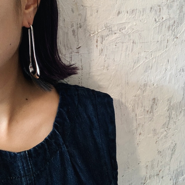 U-shaped drop silver earrings <ピアス>