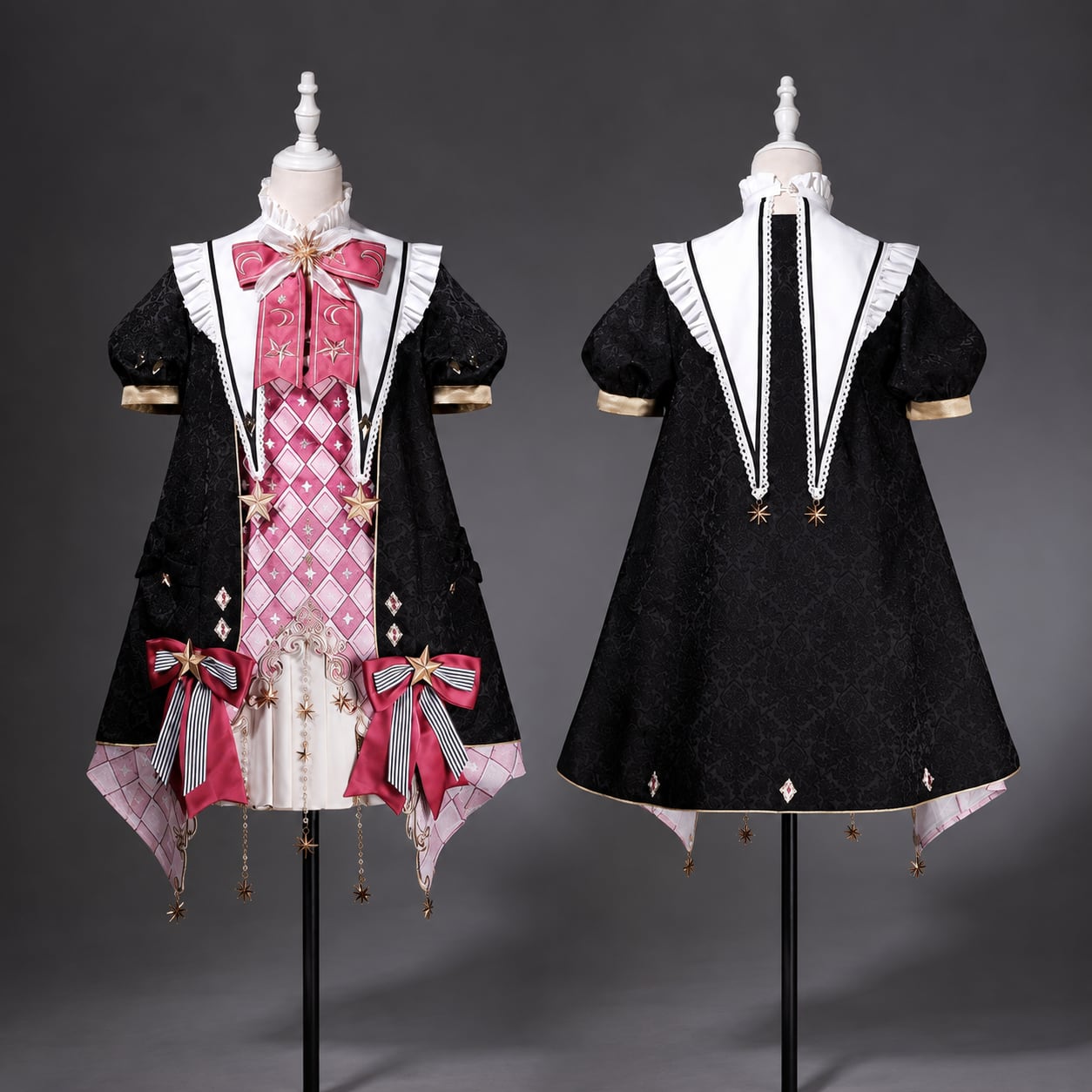 星詠み図書館の魔法少女 月星刺繍ジャカード甘ロリワンピース&コート