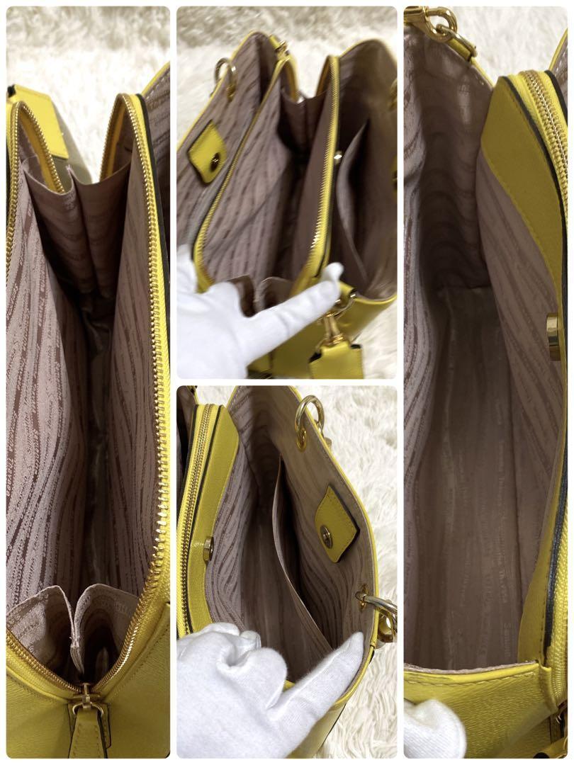 サマンサタバサ ショルダーバッグ 2way ビジュー ウッド レザー 黄色  