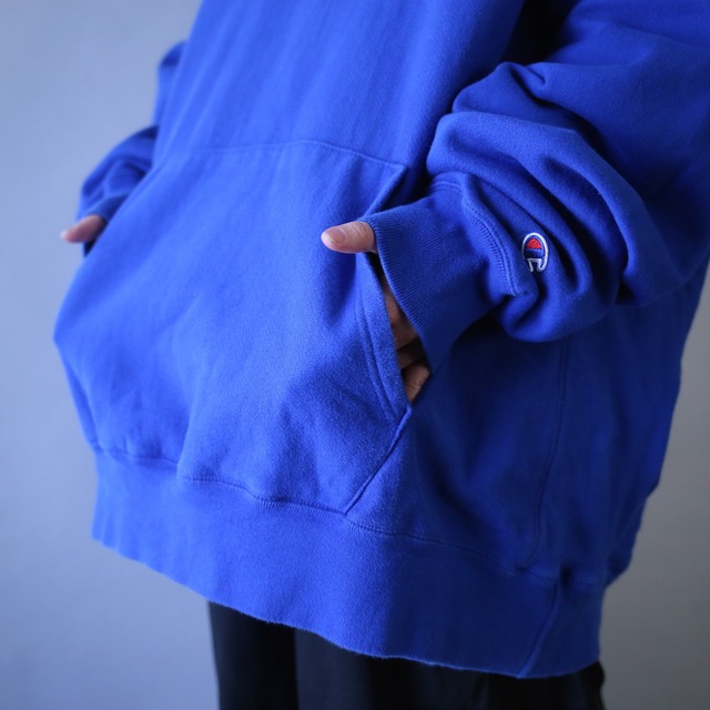 "Champion" deep blue color XXXL over silhouette reverse wave sweat parka