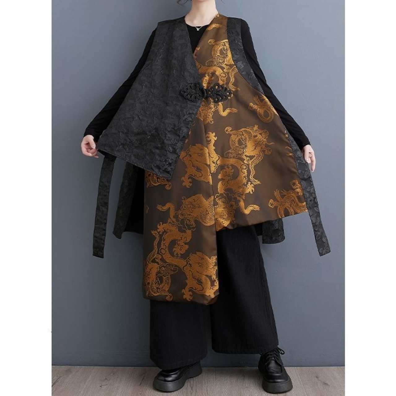 龍柄 アシンメトリー ベスト 60020