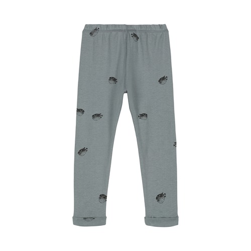 ROM POM LEGGINGS  [ Grey Blue Puffer Fish ] 36m-4y / STUDIO BOHEME PARIS  [ スタジオボエムパリ レギンス 子供服 ベビー服]