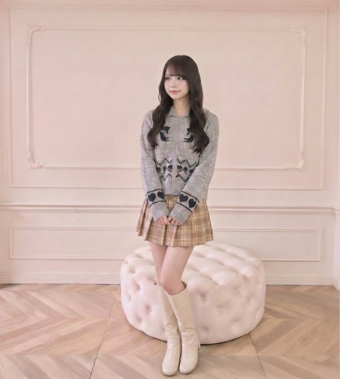 lovely ribbon zip knit