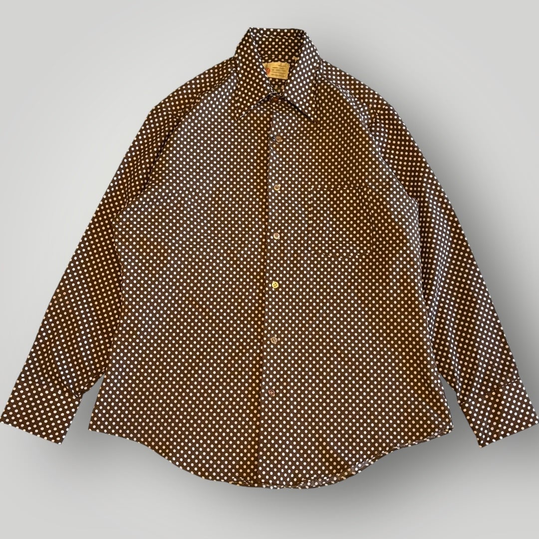 Sears ドットシャツ ヴィンテージ 70's 古着 水玉 ブラウン | used