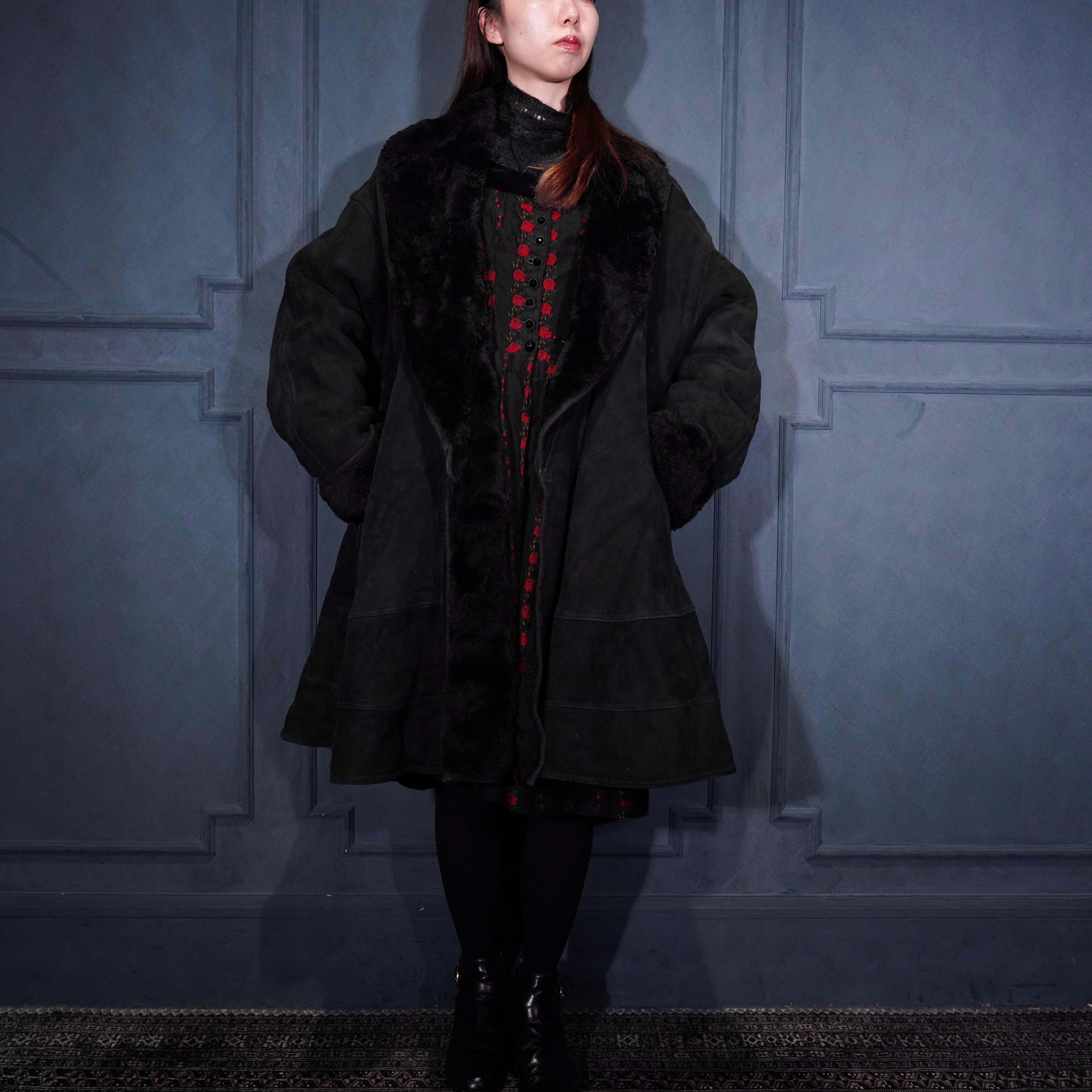EU VINTAGE Shearling FLARE SILHOUETTE DOUBLE FACE MOUTON COAT