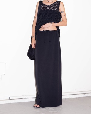 1990s drawstring jersey maxi skirt