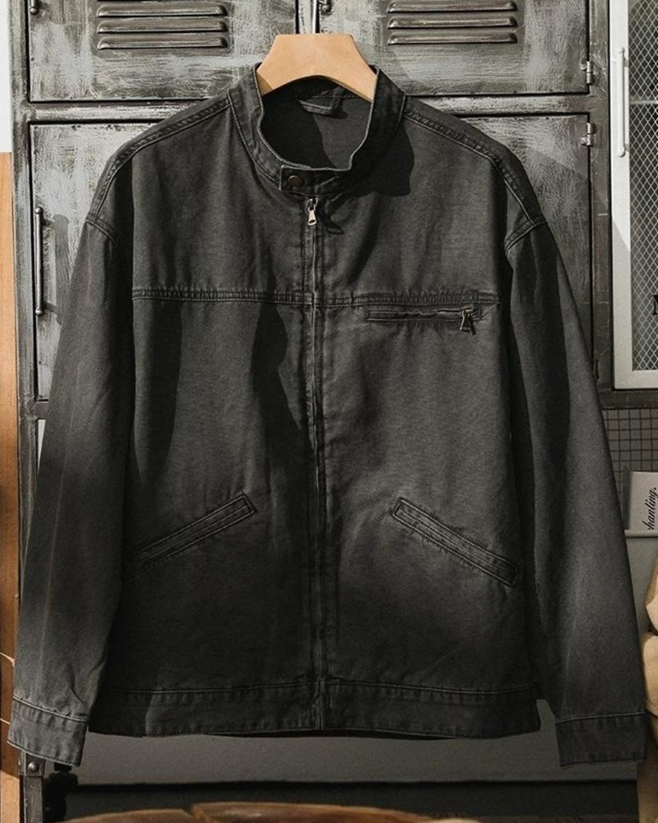 Vintage Style Canvas Stand-Up Jacket  K0422