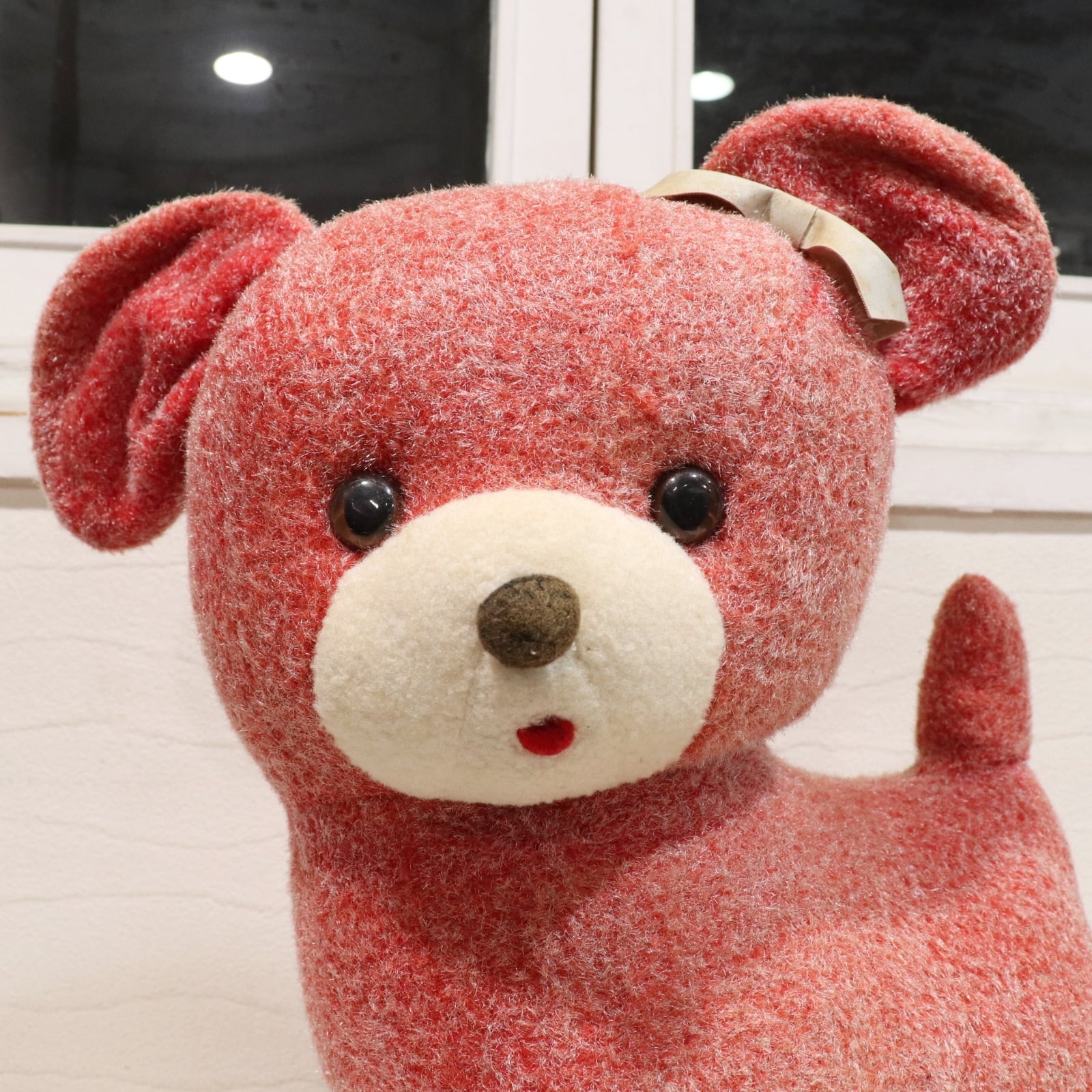 ゆるキャラ感あふれる 犬のようなくま?のぬいぐるみ/昭和レトロ ビンテージ
