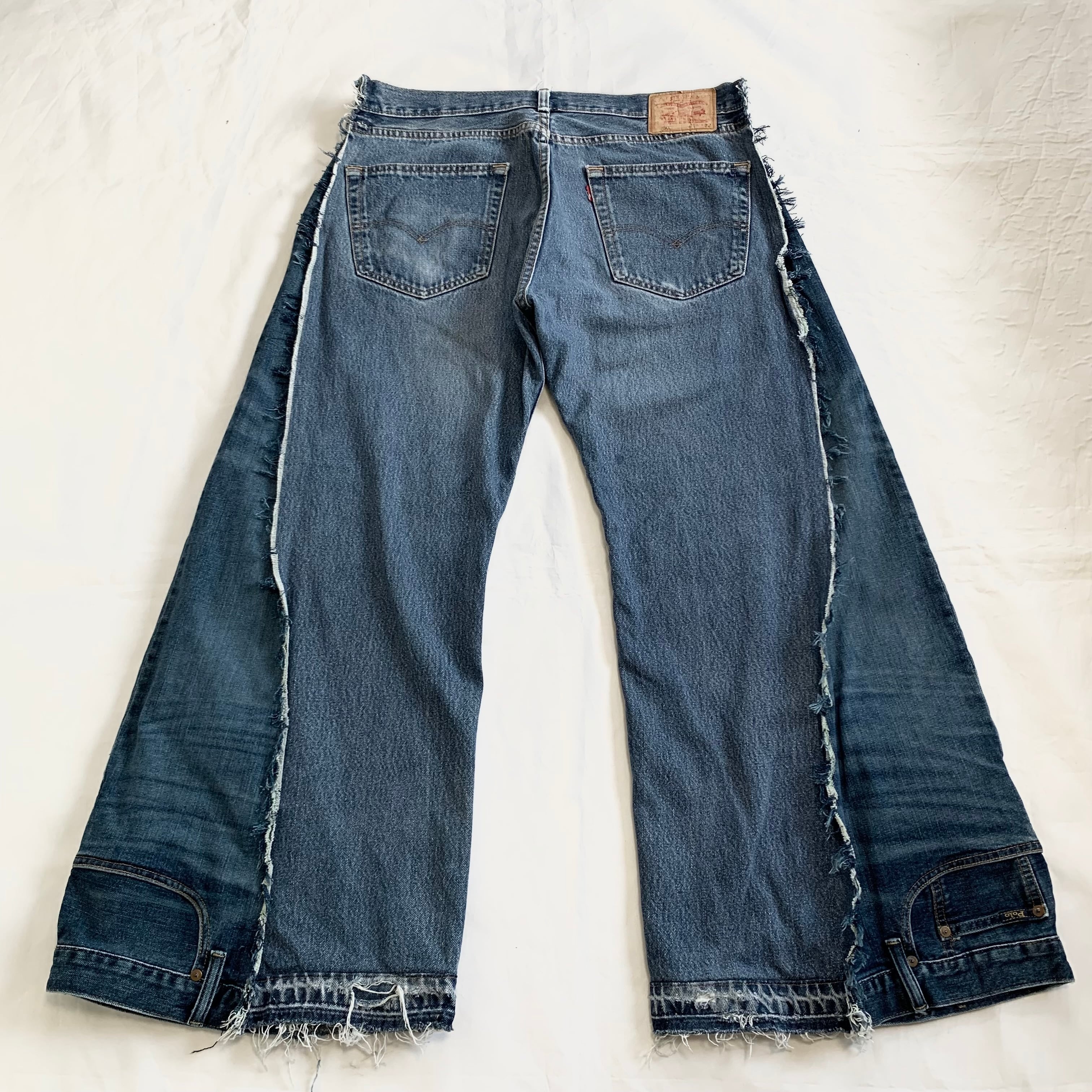 No.309【cut off/wide】再構築 リメイク フレア デニム ワイド 