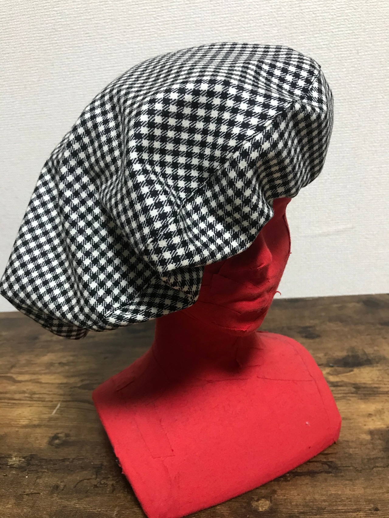 UNFINISHED日本国旗×ギンガムチェックベレー帽