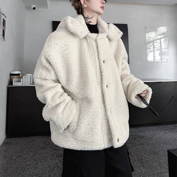 ボアテクスチャフーディボタンホワイトジャケット(ruf_02575)