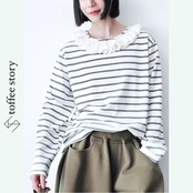 【3color】大人なガーリー:ピエロカラーが可愛いフレンチボーダーカットソー i0473