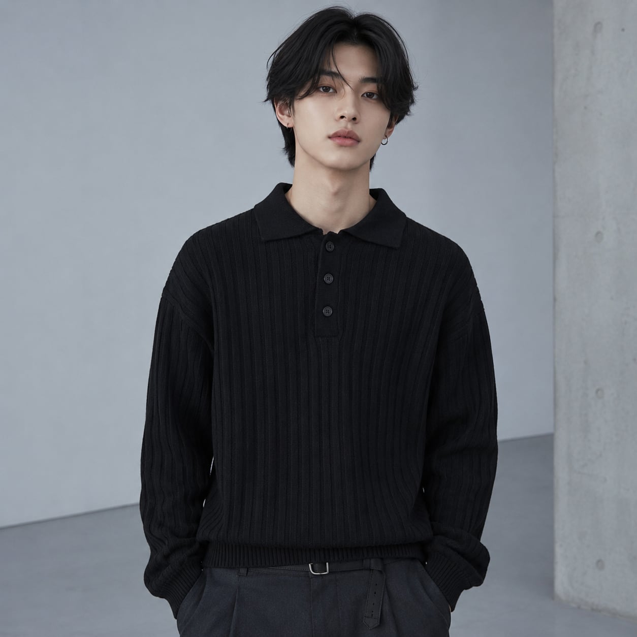 Collar Button Knit 0010