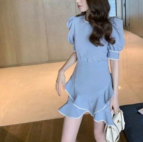 ワンピース 大きいサイズ レディース お呼ばれ ドレス フリル 春 夏 パーティ 結婚式 ミニワンピ かわいい フォーマル お呼ばれ ワンピース おしゃれ ドレス  半袖ワンピース デート フォーマル