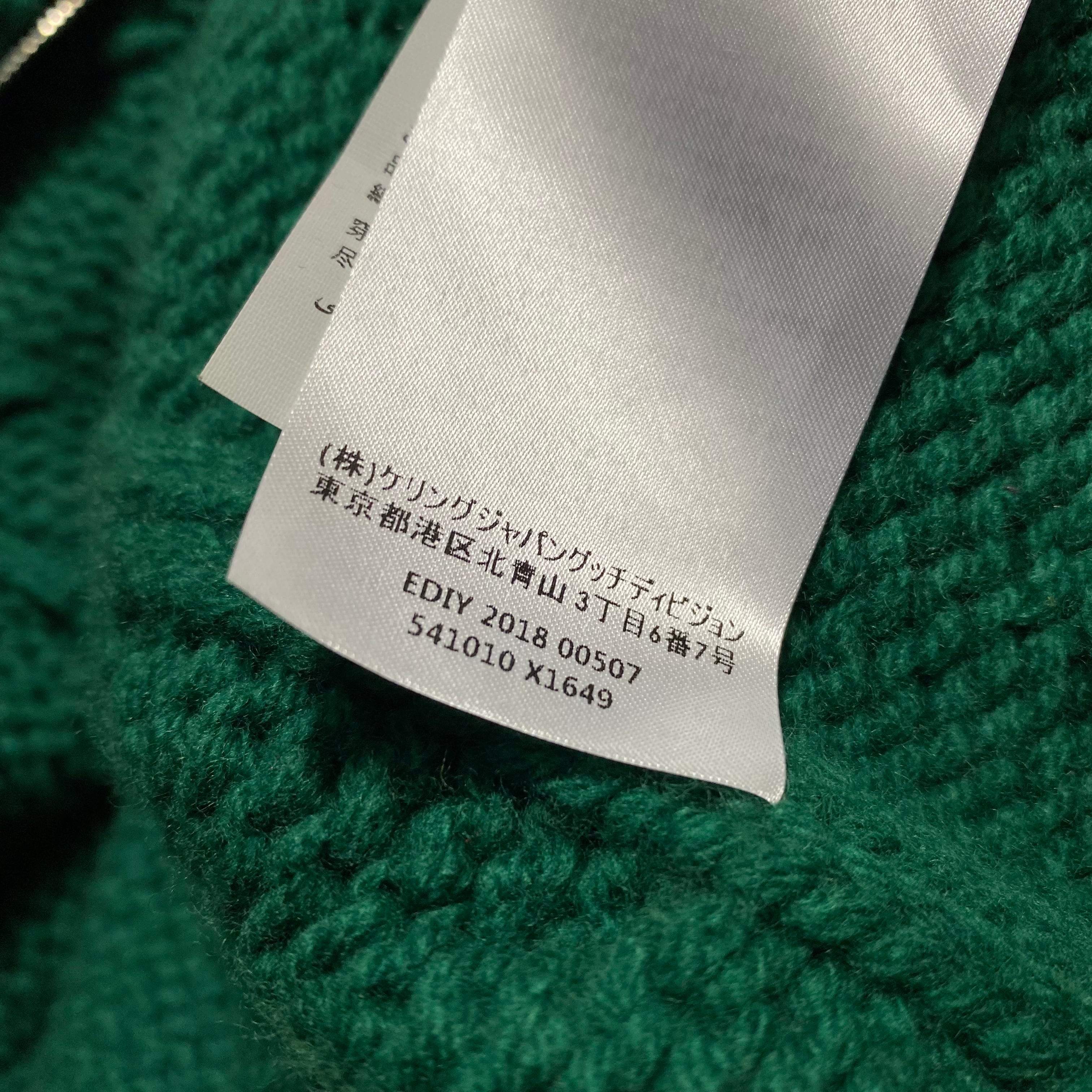 GUCCI shawl collar green cable knit jacket “ABCDEFGUCCI” | NOIR ONLINE