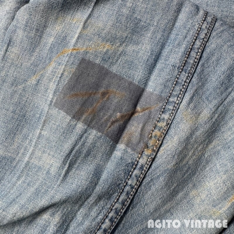 50's OX HIDE オックスハイド シャンブレーワークシャツ 台襟 マチ無し