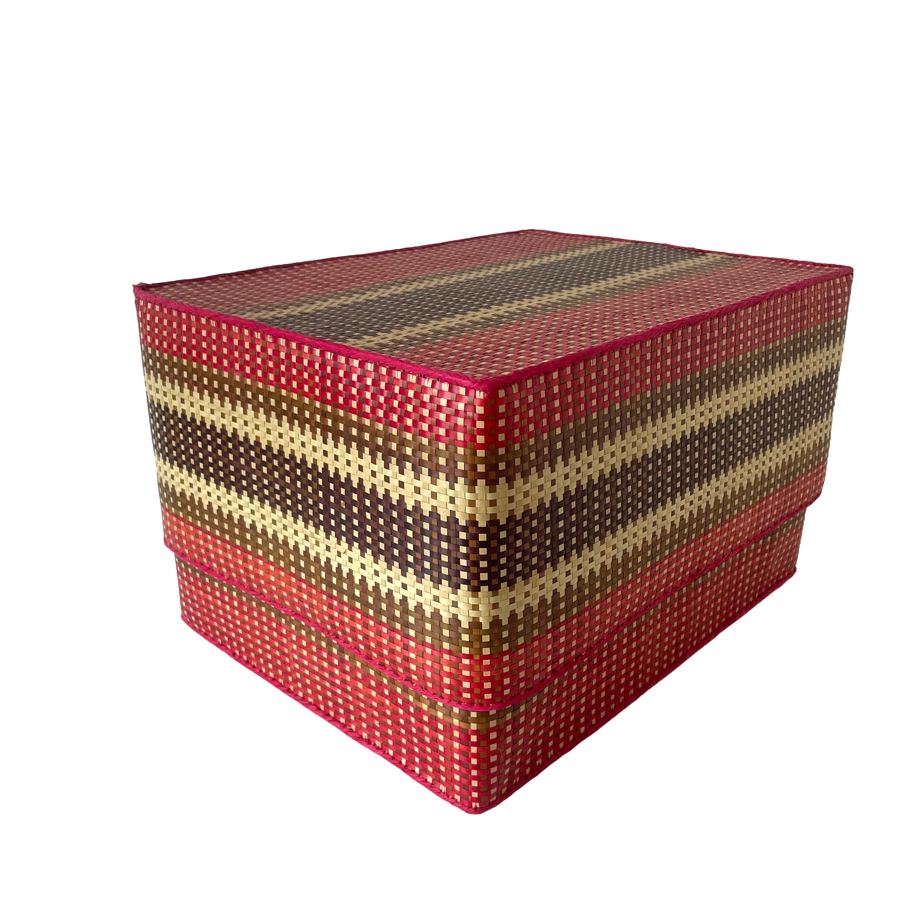 Rectangular colourful basket LL w40cm×30cm×h24cm四角カラフル蓋付き