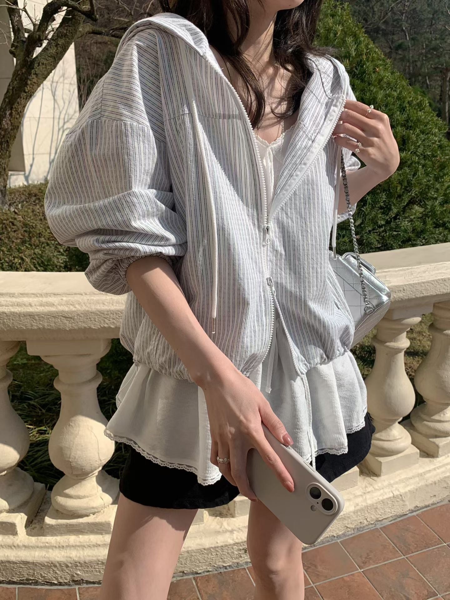 (予約)mellounge / Air Stripe Anorak Jumper