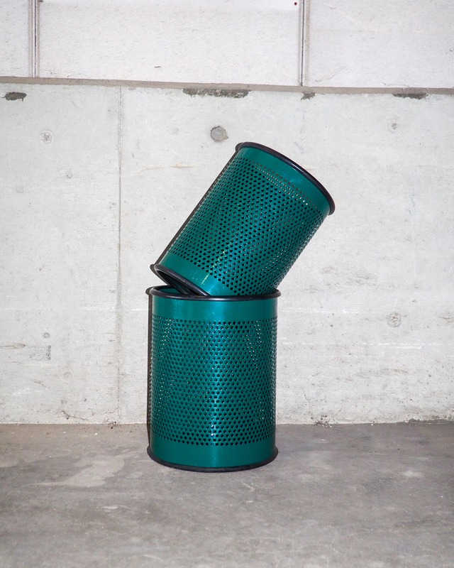 (medium size)Green perforated metal dustbin or umbrella stand