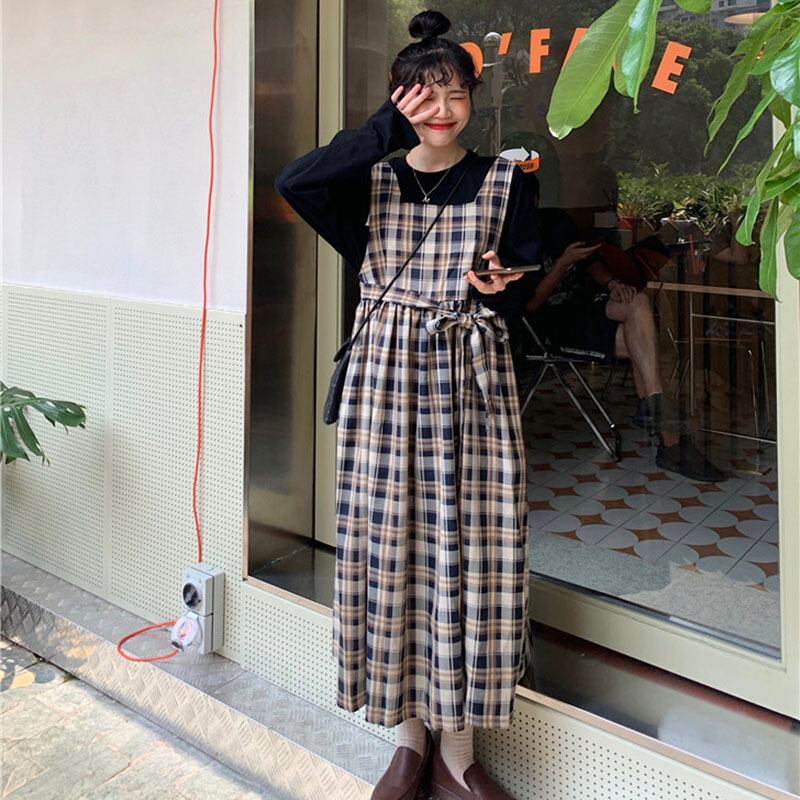 ドレス スプリングスタイルスタンダードスリムスカート ストラップ レトロ 春物 スクウェア 萌量不足89536997435