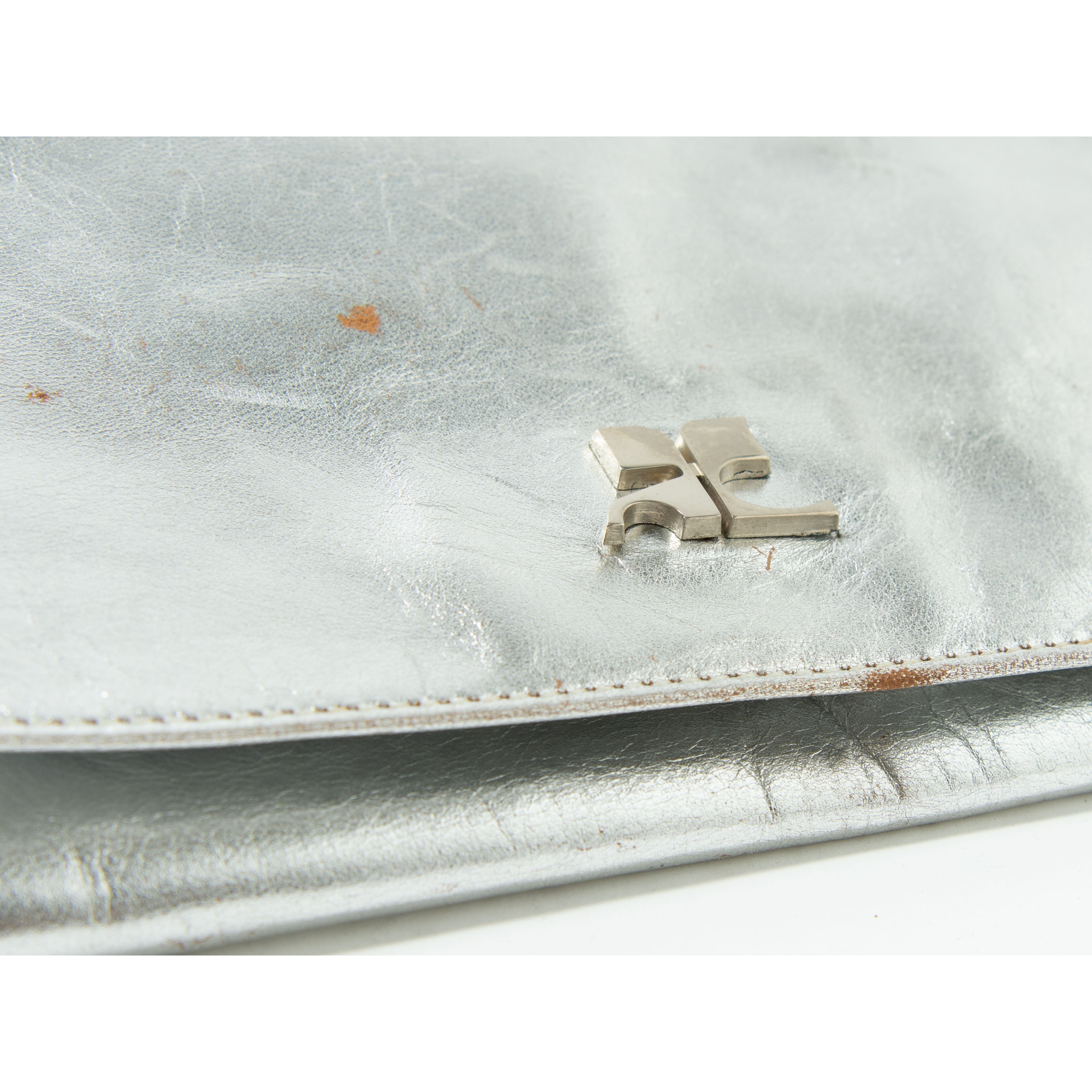 【Courreges paris】Made in France metallic leather mini bag（クレージュ フランス製 メタリック ミニハンドバッグ ）10b