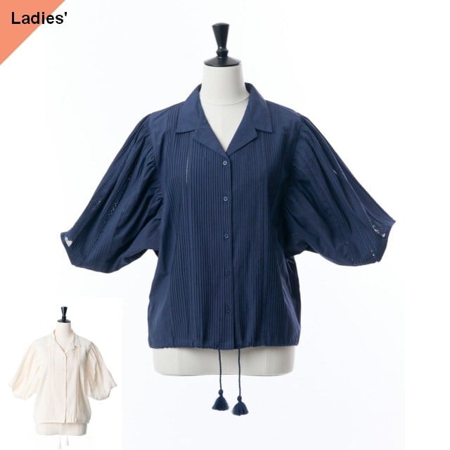 IKITSUKE アンティークレースシャツ5/S Antique lace puff sleeve
