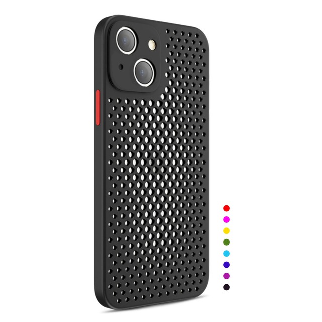 【Pinscher（ピンシャー)】 iPhone15用 6.1インチ メッシュ ケース 放熱 冷却 アイフォン15用 ケース スマホケース カバー バンパー TPU Qi充電 耐衝撃 防衝撃 擦り傷防止 滑り止め 軽量 薄型 pc002-15-b