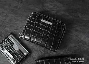 Crocodile Porosus Middle Wallet / Black【フランス製ポロサス】【送料無料】