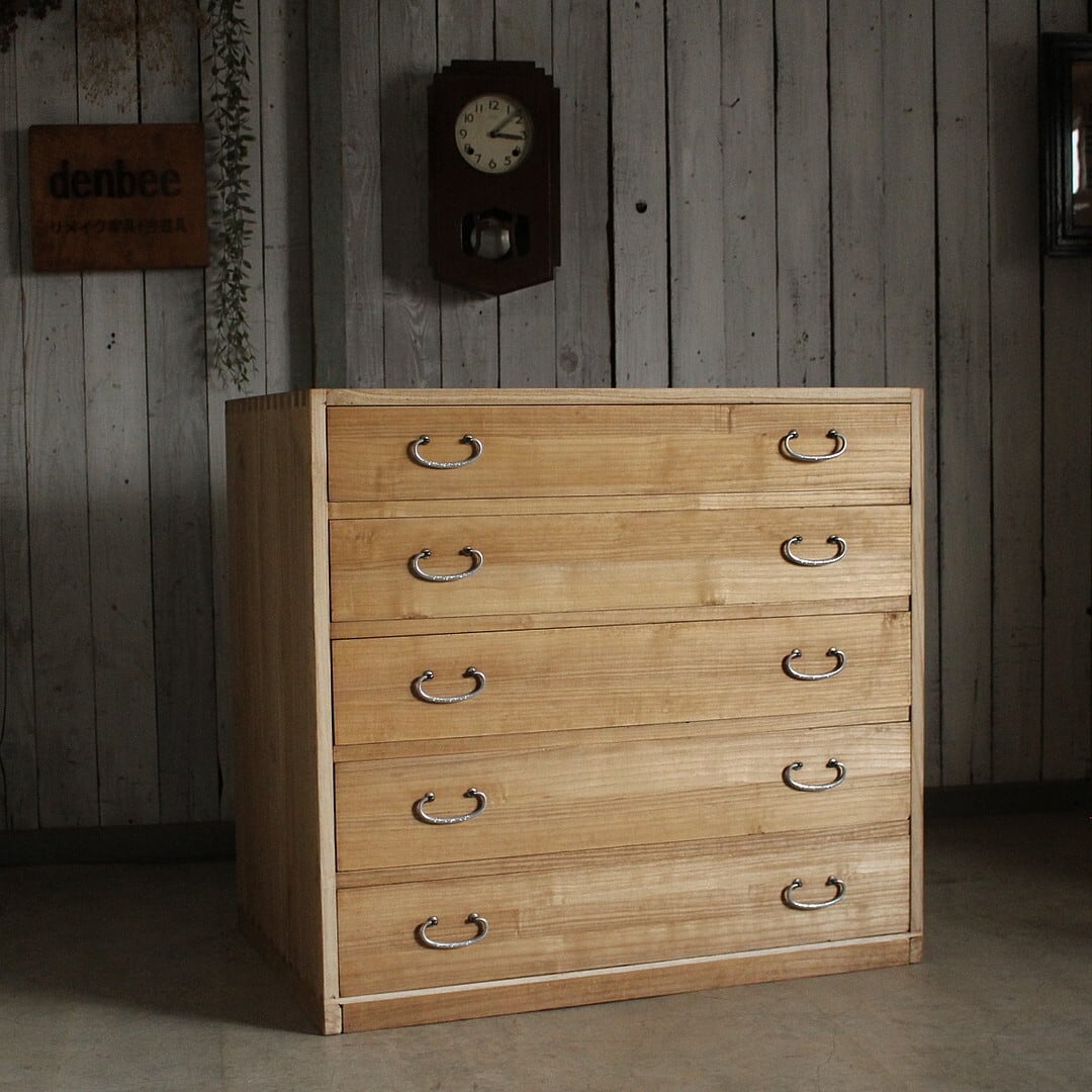 前面ガラス引き出しの引き出し7杯 食器棚 シャツケース 古家具