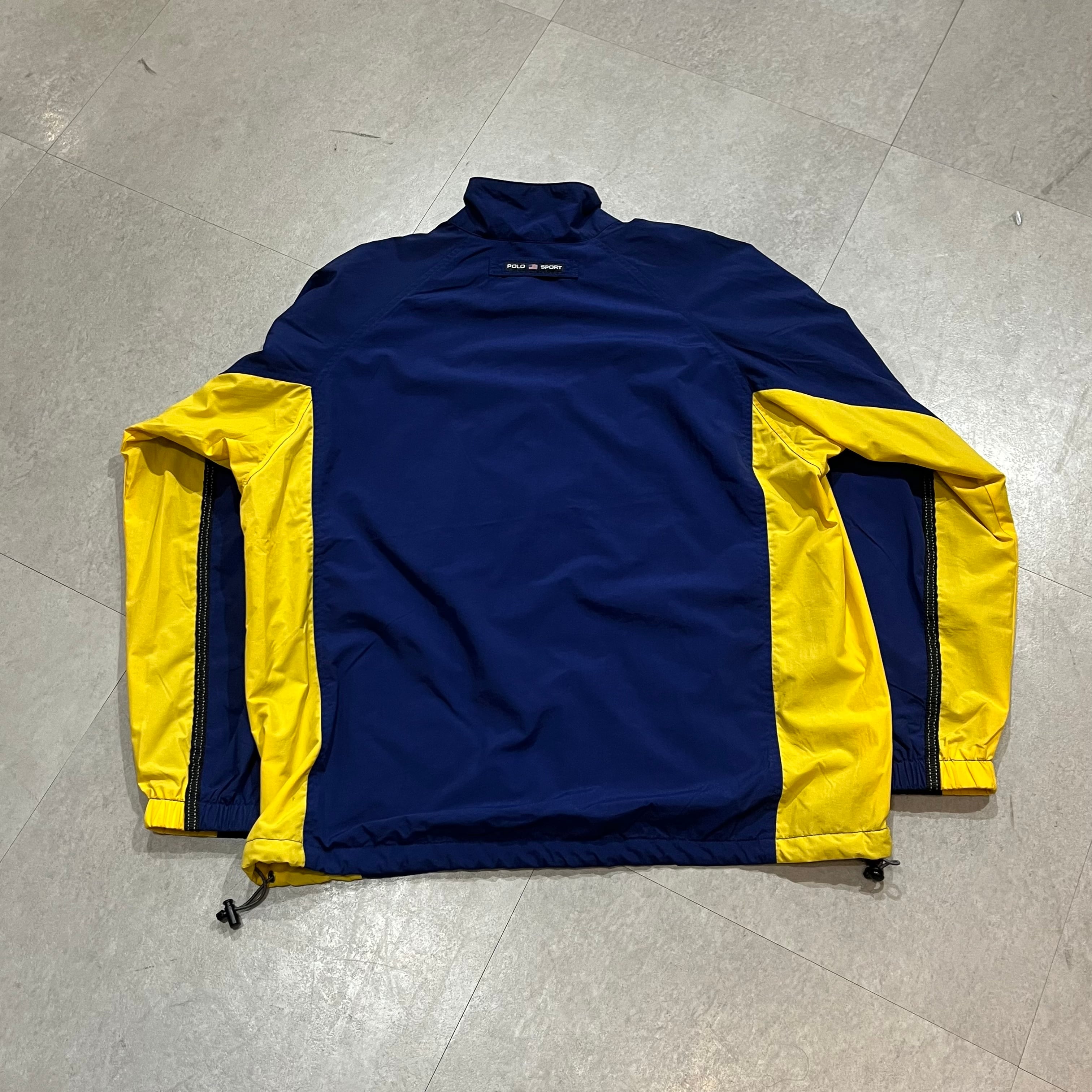 size:M【 POLO SPORT 】ポロスポーツ ポロスポ ラルフローレン ナイロンジャケット ネイビー イエロー 紺 黄色 古着 古着屋 高円寺  ビンテージ