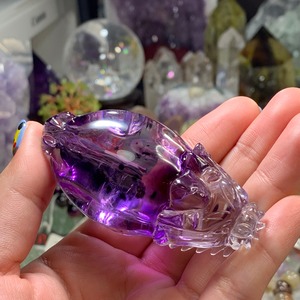 お客様オーダ品・ロマネサイトアメジスト龍亀、アクアマリン