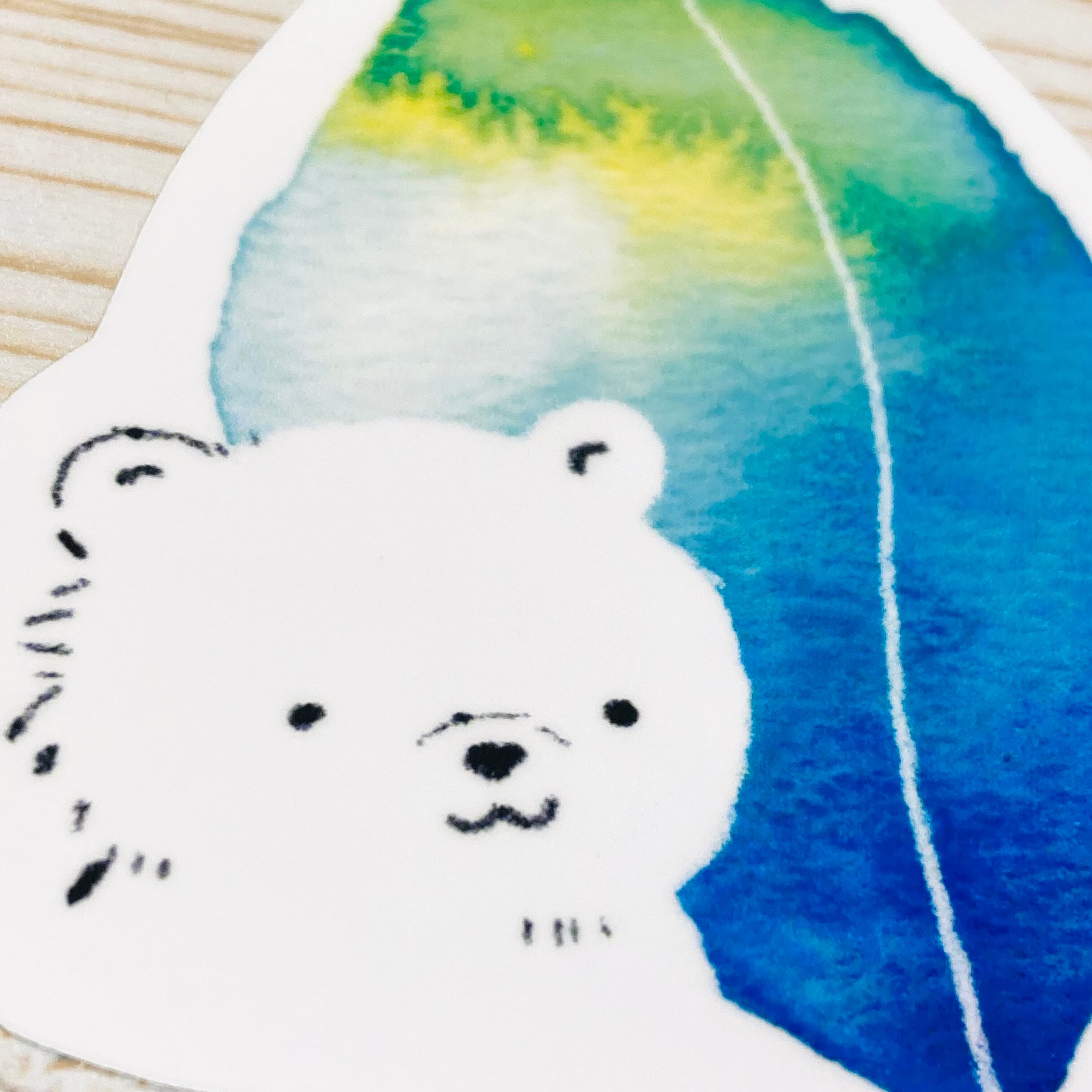 白くまステッカー◎深く彩る葉