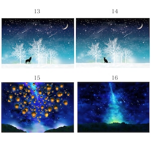 星空と夜空の幻想的なポストカード 全種セット