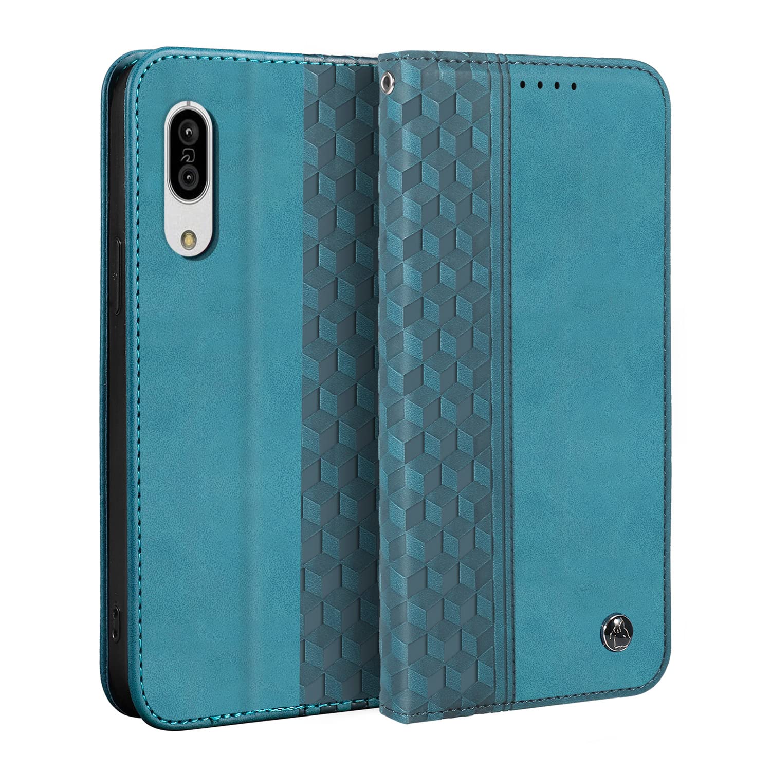 Gedurya AQUOS sense3 ケース 手帳型 AQUOS sense3 basic SHV48 ケース SH-M12 SH-02M SHV45 用 手帳型ケース Android One S7 携帯カバー アクオスセンス3 lite スマホケース 5.5インチ対応 ひし形柄 全面保護 耐衝撃 カード収納 財布型 スタンド機能 マグネット式 軽量 - グリーン