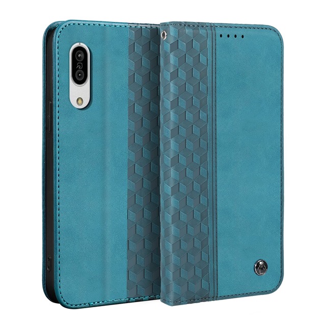 Gedurya AQUOS sense3 ケース 手帳型 AQUOS sense3 basic SHV48 ケース SH-M12 SH-02M SHV45 用 手帳型ケース Android One S7 携帯カバー アクオスセンス3 lite スマホケース 5.5インチ対応 ひし形柄 全面保護 耐衝撃 カード収納 財布型 スタンド機能 マグネット式 軽量 - グリーン