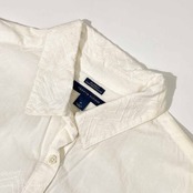TOMMY HILFIGER トミーヒルフィガー RELAXED FIT ハーフボタン 長袖シャツ M/ホワイト レディース