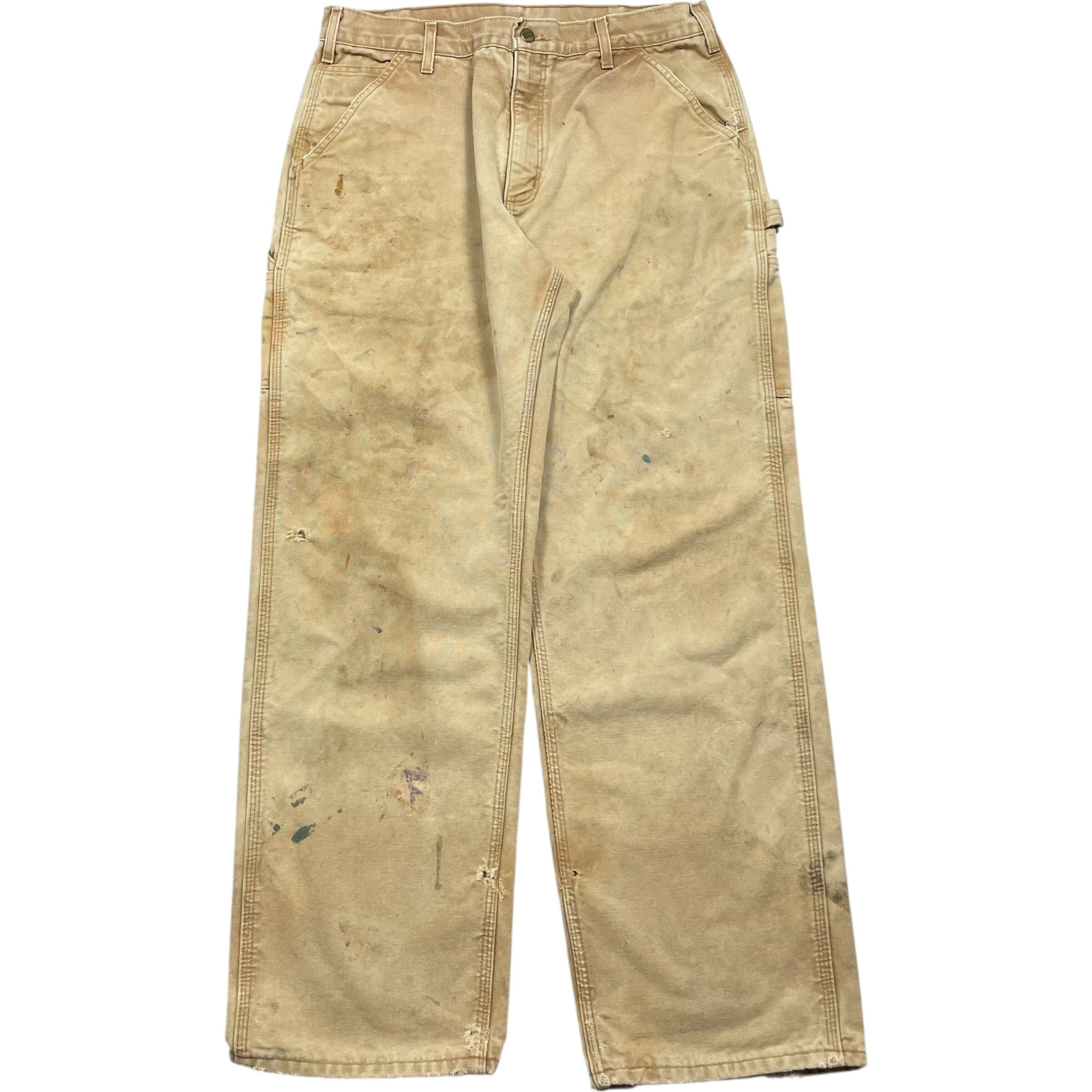 《実寸W32L28》 Carhartt カーハート ワークパンツ ペインターパンツ USA製 ベージュ no.9908