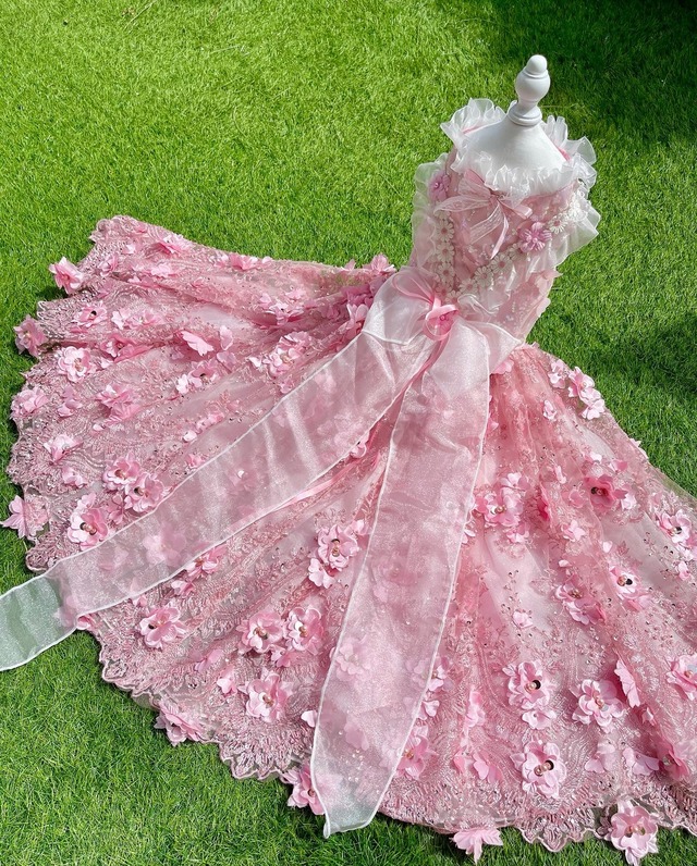 即納一点物❤︎Ｌサイズお花のピンクロングドレス