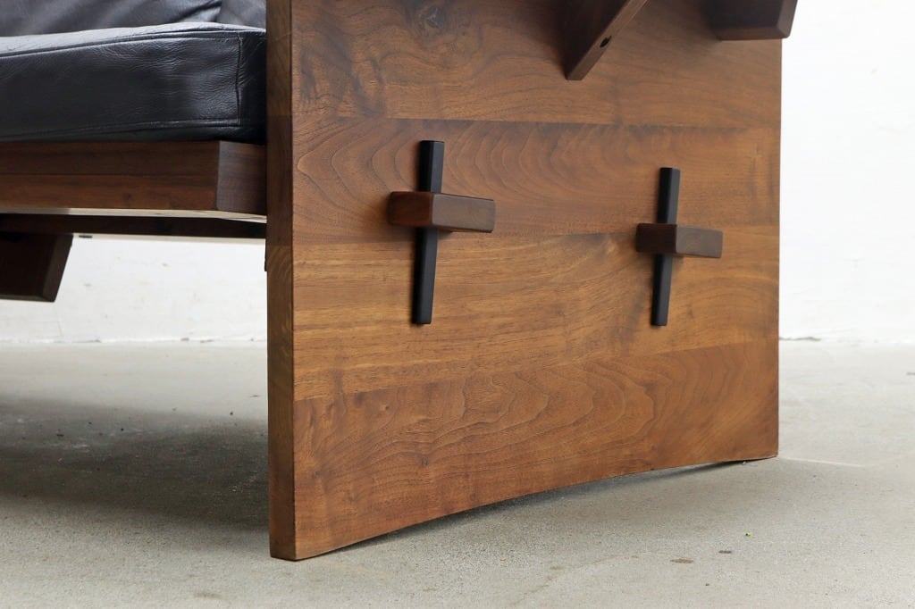 マルショウ オンダ ウォールナット 無垢材 本革 3Pソファ 3シーター モダン