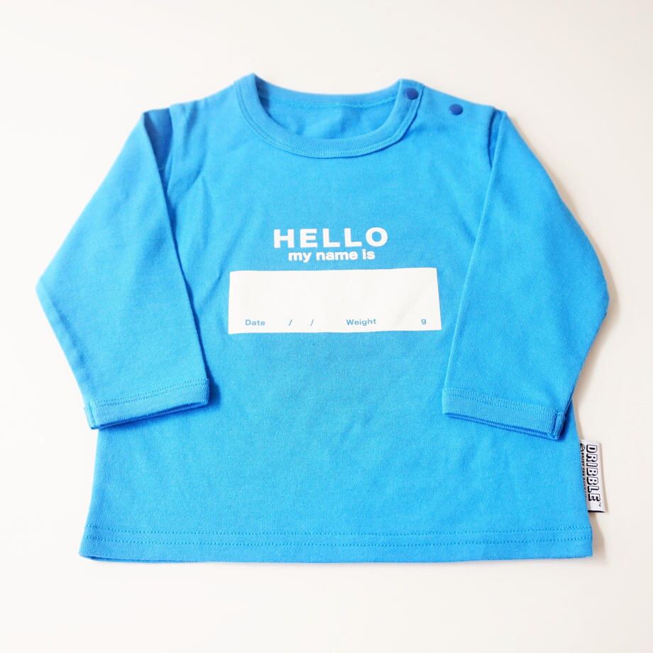DRIBBLE "HELLO MY NAME IS" ロングスリーブTシャツ / BLUE