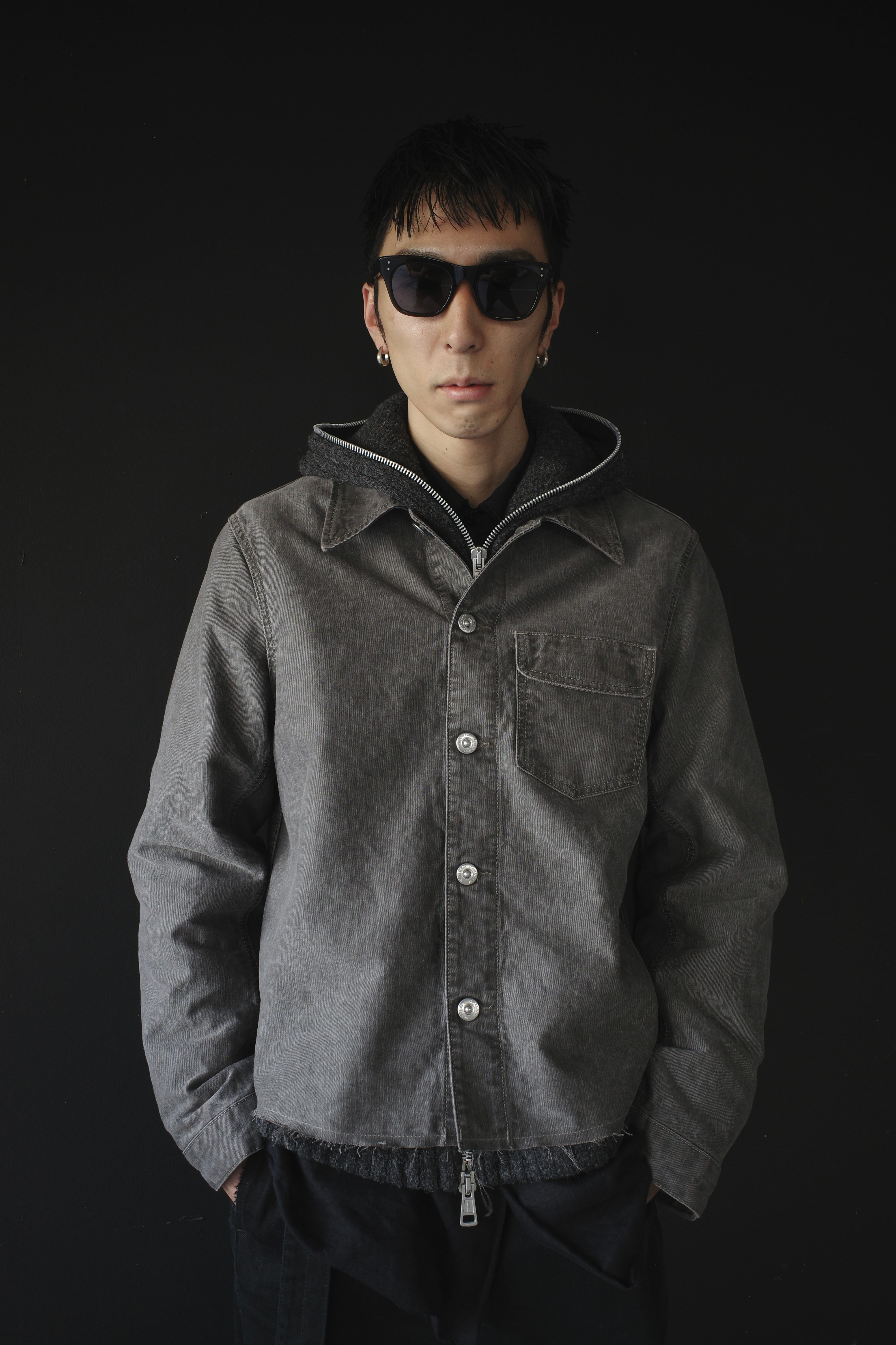 OUR LEGACY CUT REBIRTH JACKET Olive Pigment Coated Weave M4245CO 