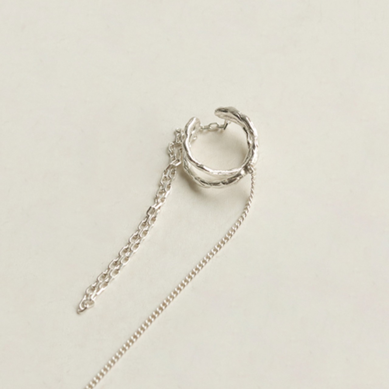 （single）silver925 double rong chain tassel ear cuff