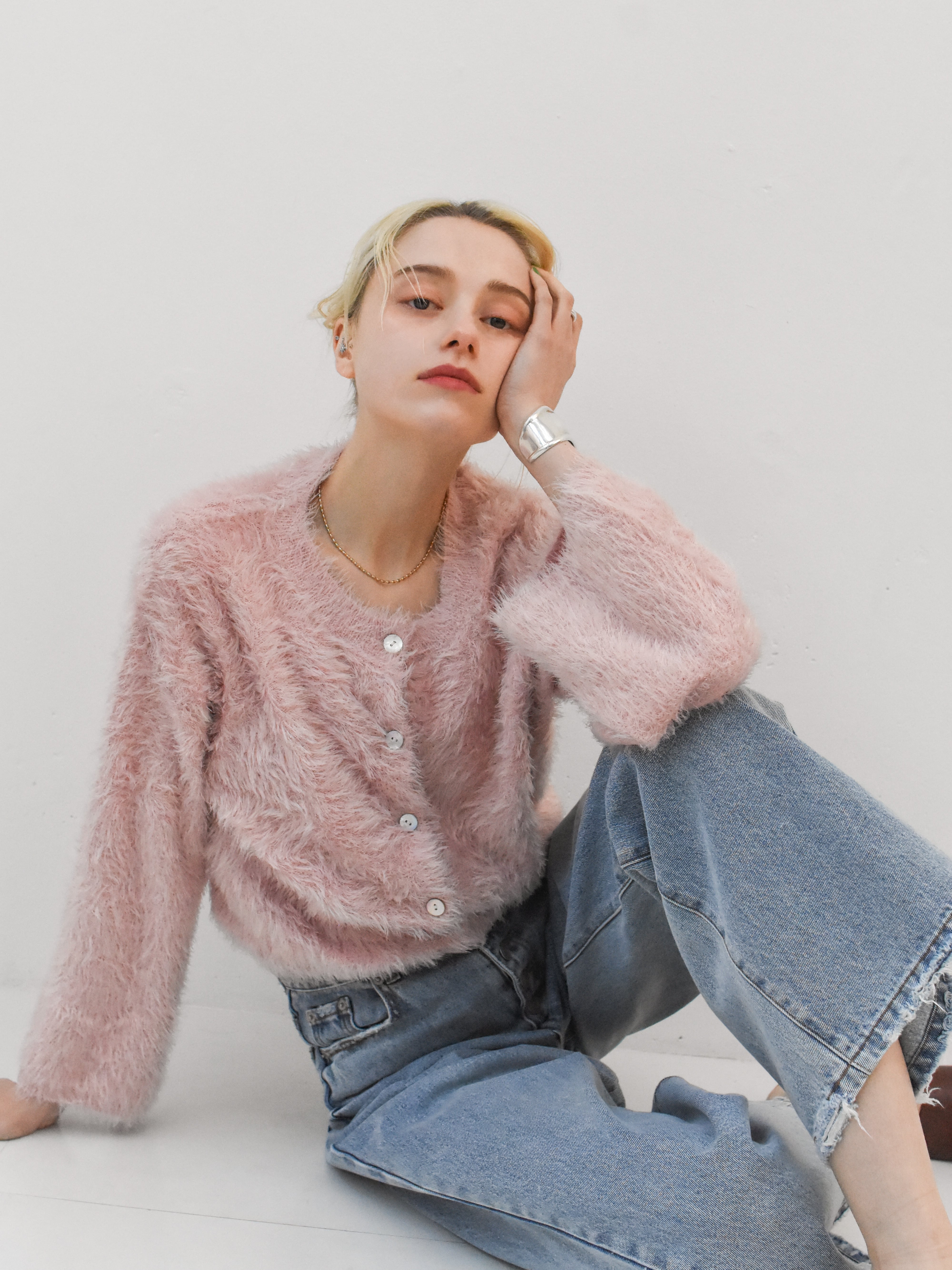 feather knit cardigan（baby pink） | Cara by Katrin TOKYO