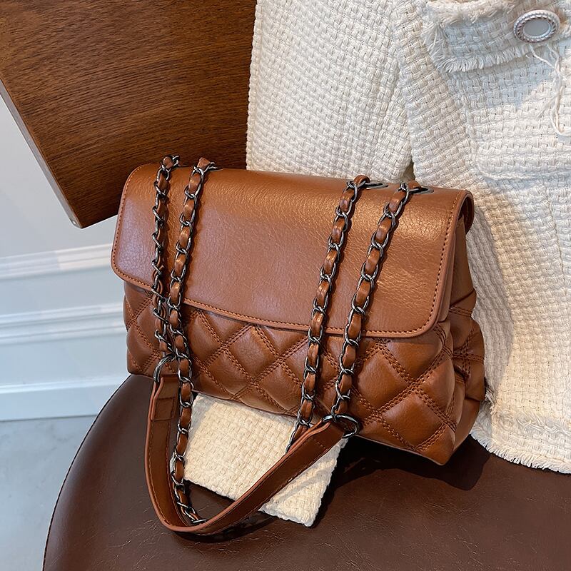 オータムチェーン 秋物 スクウェア メッセンジャーバッグ 手作りハンドバック28615890183