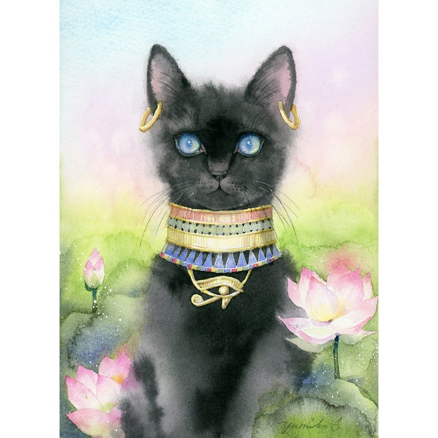 『 バステト 』 猫の女神様バステトの絵　複製画