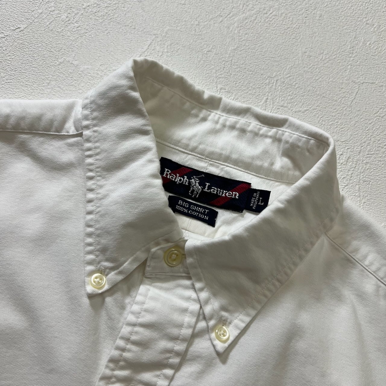 90s Ralph Lauren BIG SHIRT BD 無地 長袖シャツ ラルフローレン